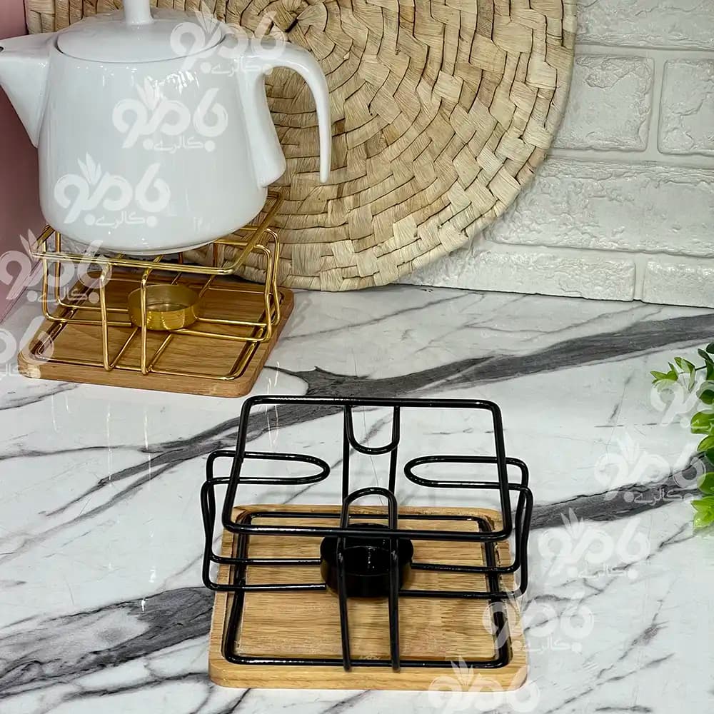 وارمر قوری چوب فلزی مربع — تصویر ۳