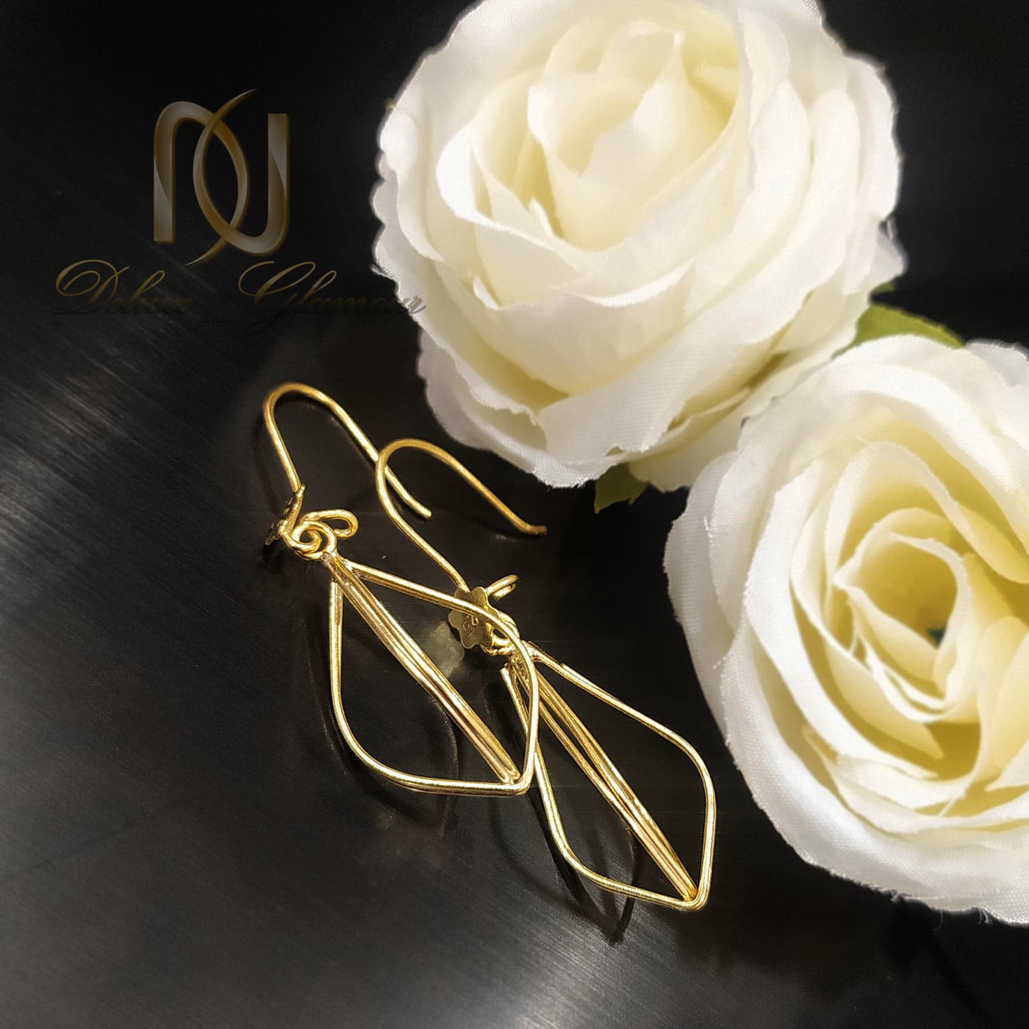 گوشواره آویزی نقره زنانه طرح طلا er-n255 — تصویر ۳