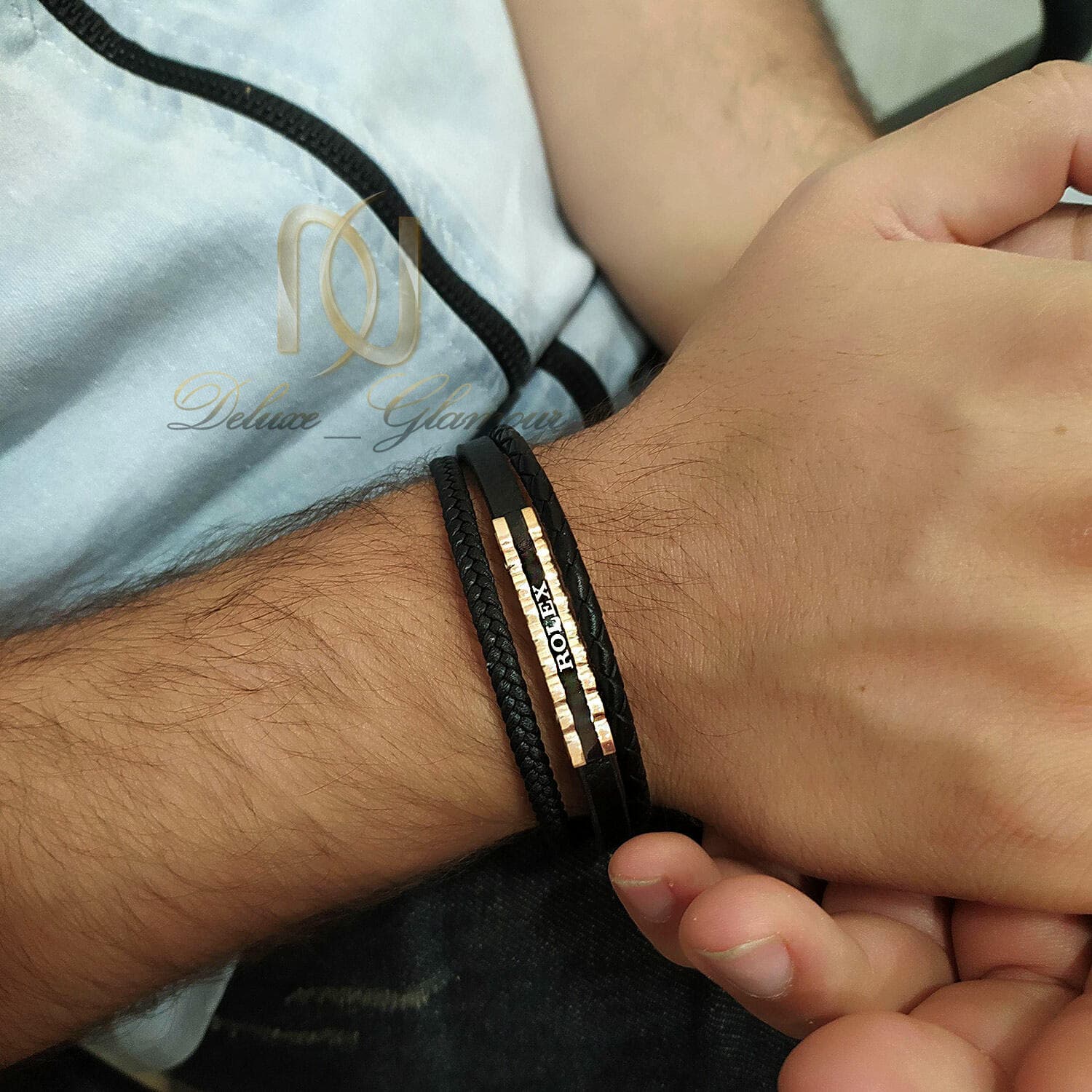 دستبند مردانه ROLEX چرم سه ردیفه DS-N921 — تصویر ۳