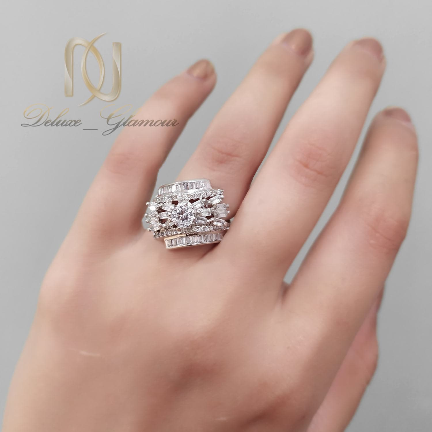 انگشتر زنانه نقره تک نگین طرح طلا rg-n667 — تصویر ۲