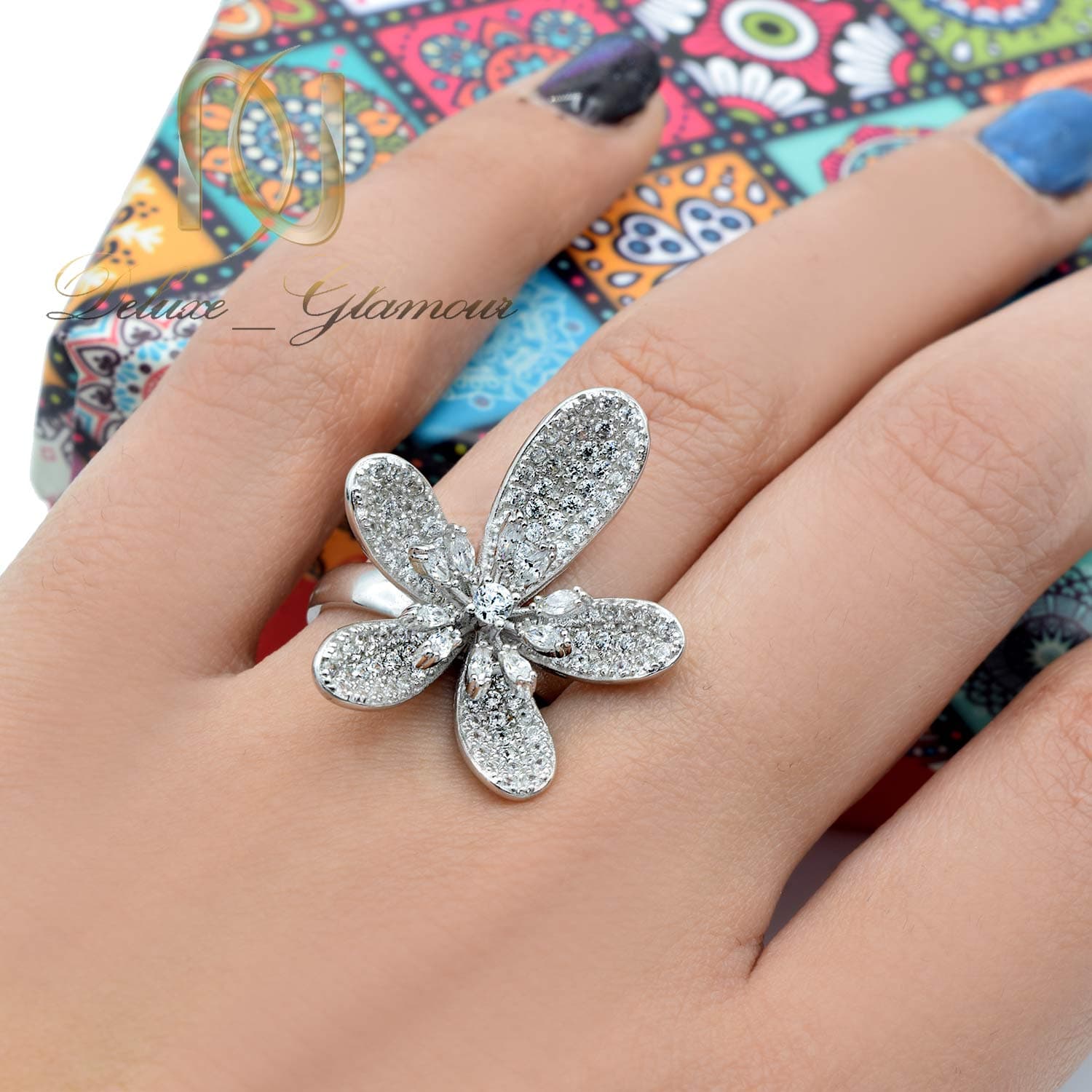انگشتر زنانه نقره عیار 925 طرح گل rg-n499 — تصویر ۳