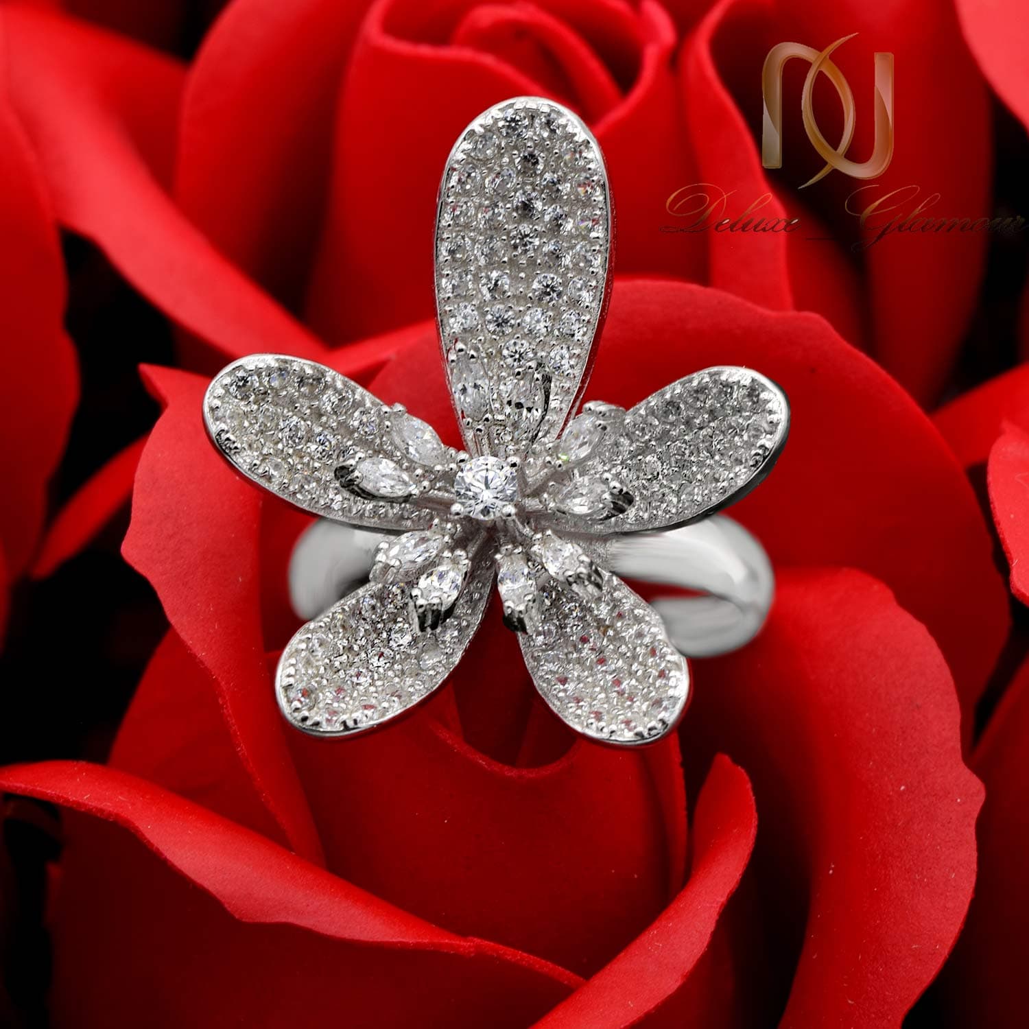 انگشتر زنانه نقره عیار 925 طرح گل rg-n499 — تصویر ۲
