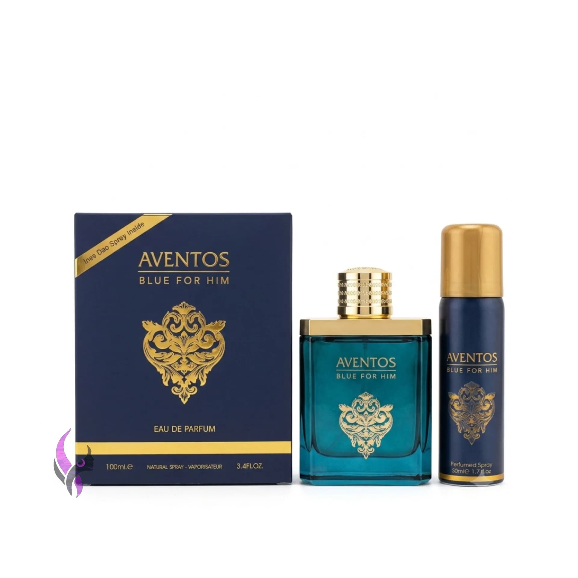 ادکلن اونتوس بلو فور هیم مردانه با اسپری 50میل فرگرانس ورد Aventos Blue For Him