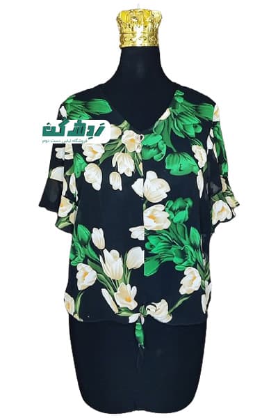 شومیز حریر طرح گل زنانه دست دوم