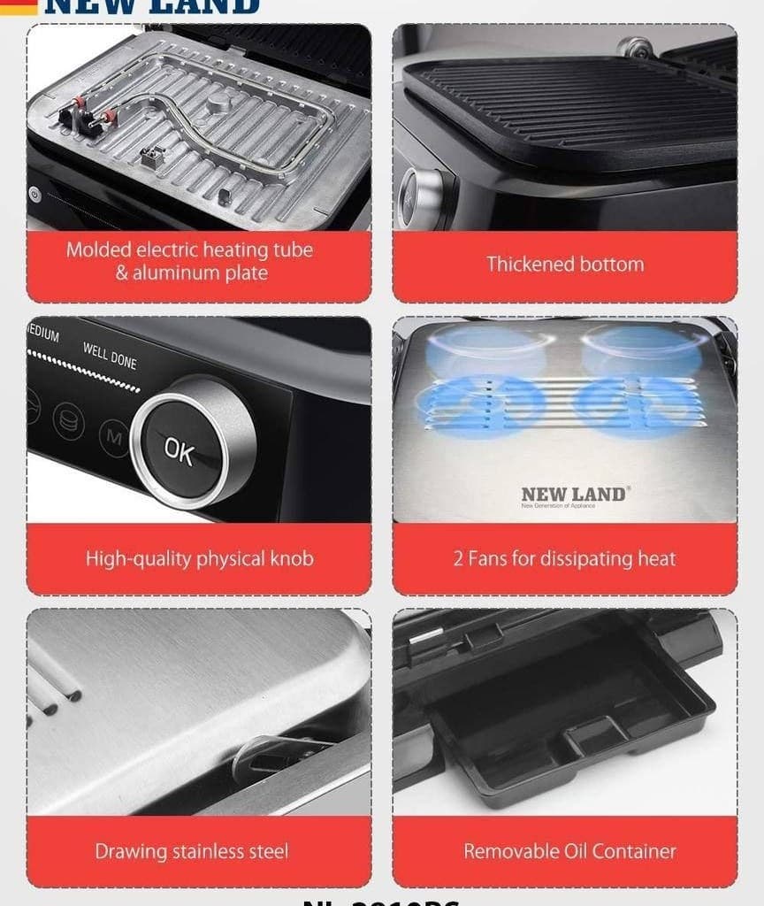 گریل حرفه ای نیولند مدل newland NL-2810BS — تصویر ۵