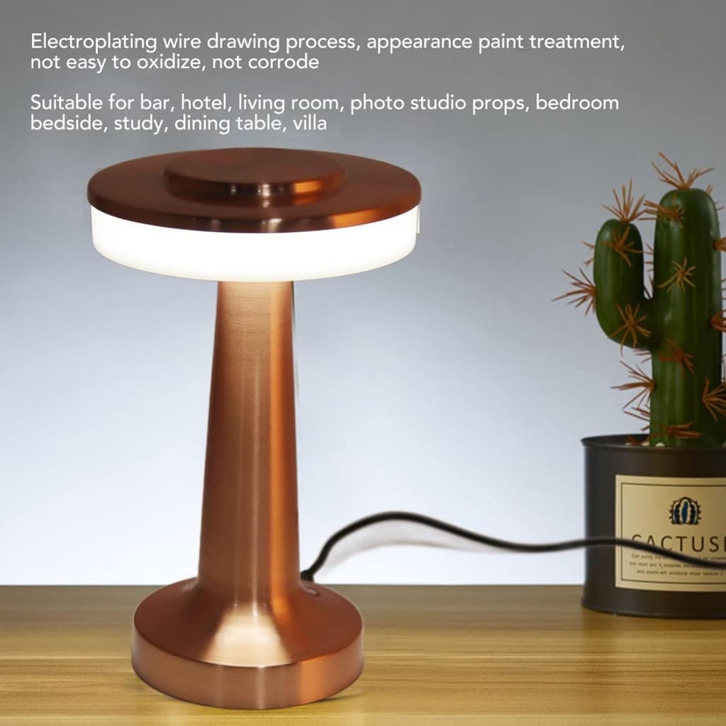 چراغ شارژی رومیزی لمسی قارچی مدل Electroplating — تصویر ۸