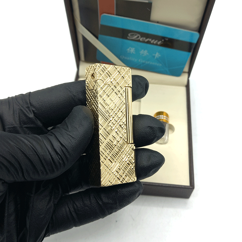 فندک گازی دروی طلایی مدل اسلیم بغل زن کد d59 — تصویر ۳