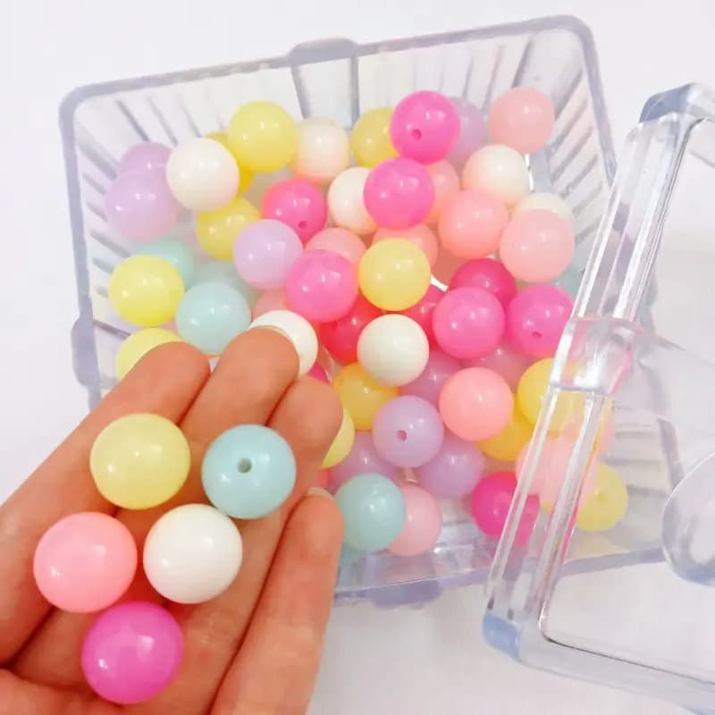 مهره رنگی پاستیلی دایره شفاف 16میل(20گرم)