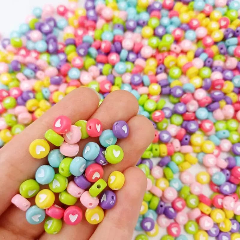 مهره رنگی دایره رنگارنگ قلب (20 گرمی)