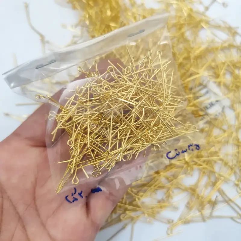 میخ ته گرد طلایی 3.5سانت(20گرمی)عمده و جزئی — تصویر ۲