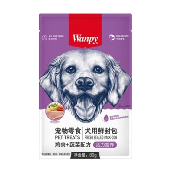 پوچ سگ ونپی مرغ و سبزیجات 80g Wanpy
