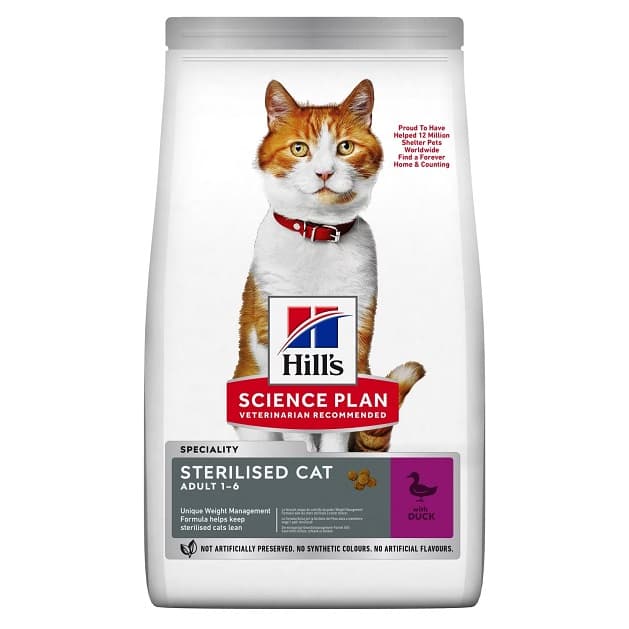 غذای خشک گربه Sterilised عقیم شده اردک 1.5kg Hil