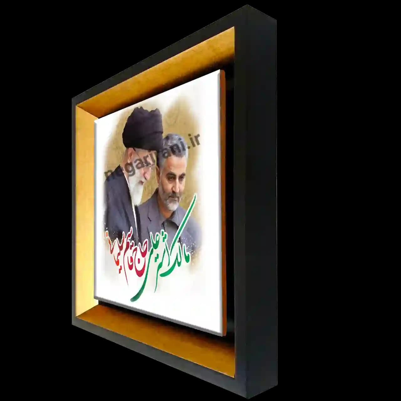 تابلو کاشی شهید حاج قاسم سلیمانی و رهبری مدل 2ZG85 — تصویر ۲