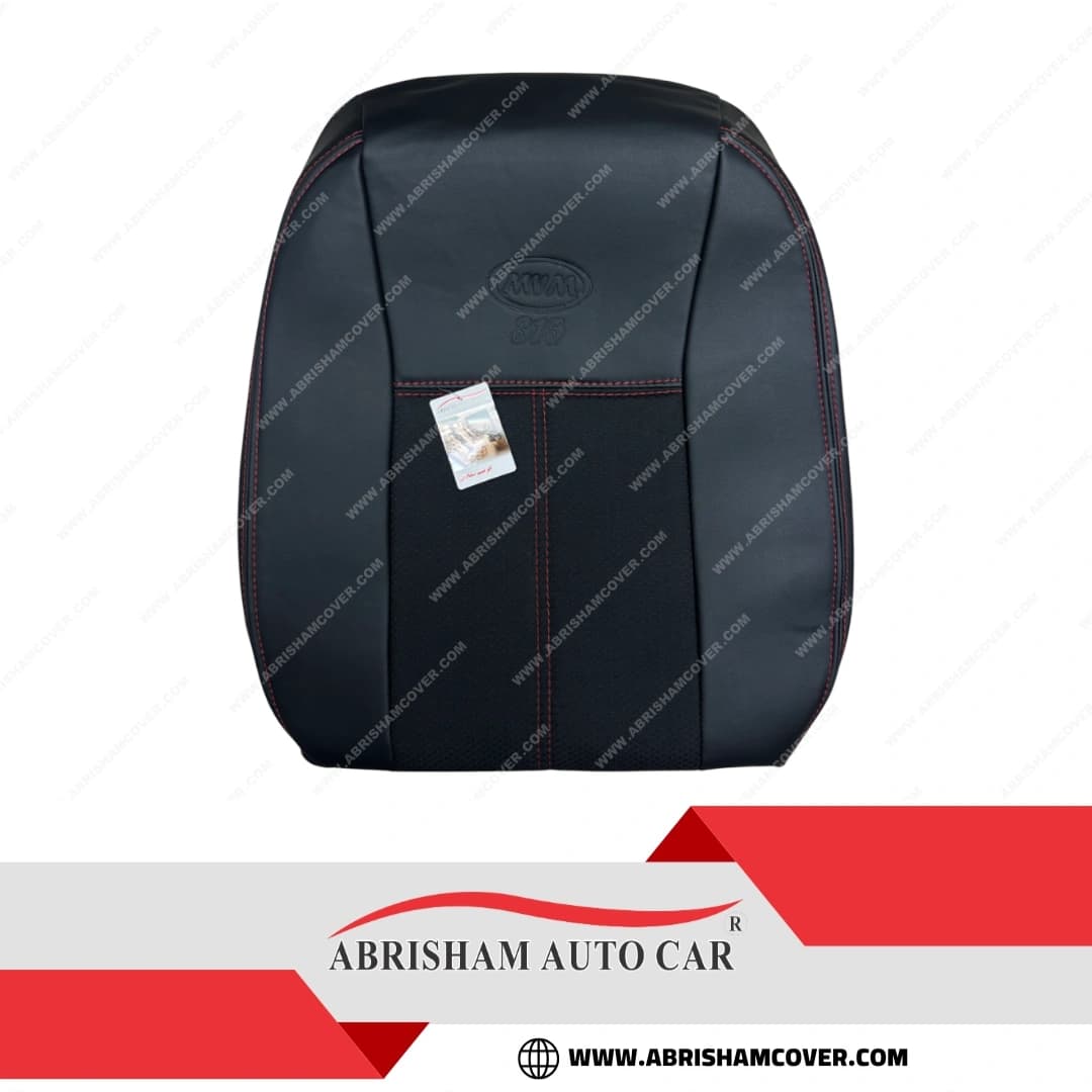 روکش صندلی mvm 315 چرم وسط پارچه مشکی با دوخت قرمز
