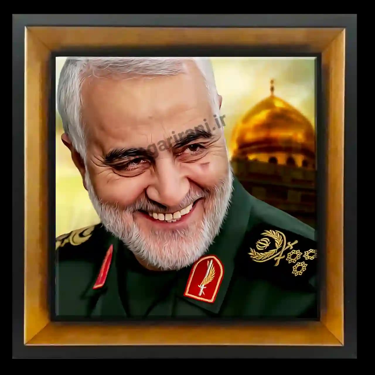 تابلو کاشی شهید حاج قاسم و حرم مدل 2ZG37