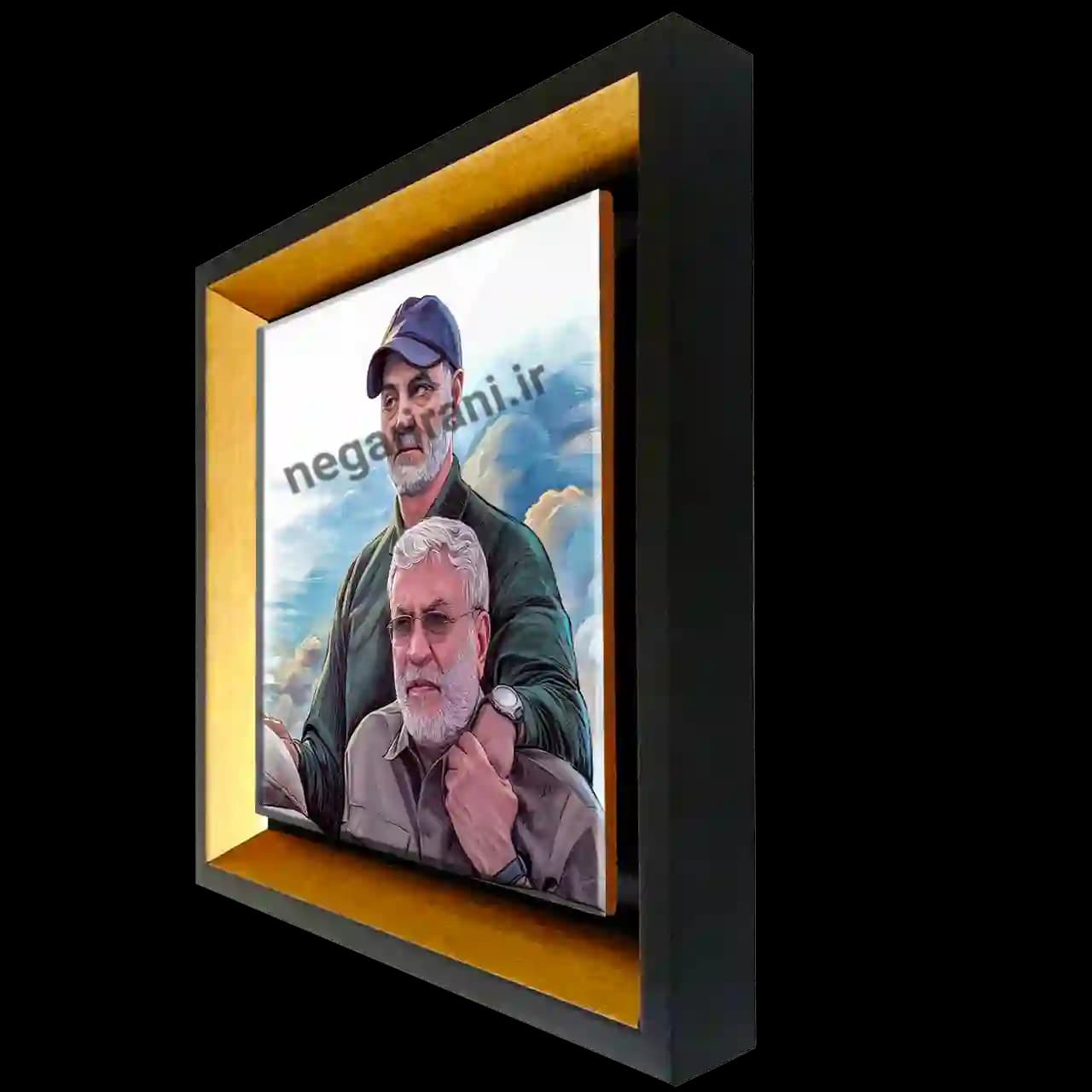 تابلو کاشی نقاشی حاج قاسم و ابو مهدی مدل 2ZG35 — تصویر ۲