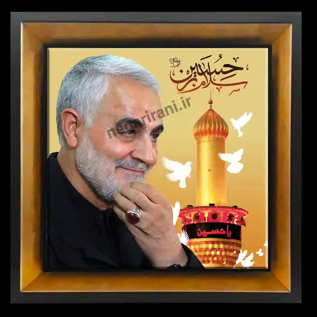 تابلو کاشی حاج قاسم و حرم امام رضا مدل 2ZG6