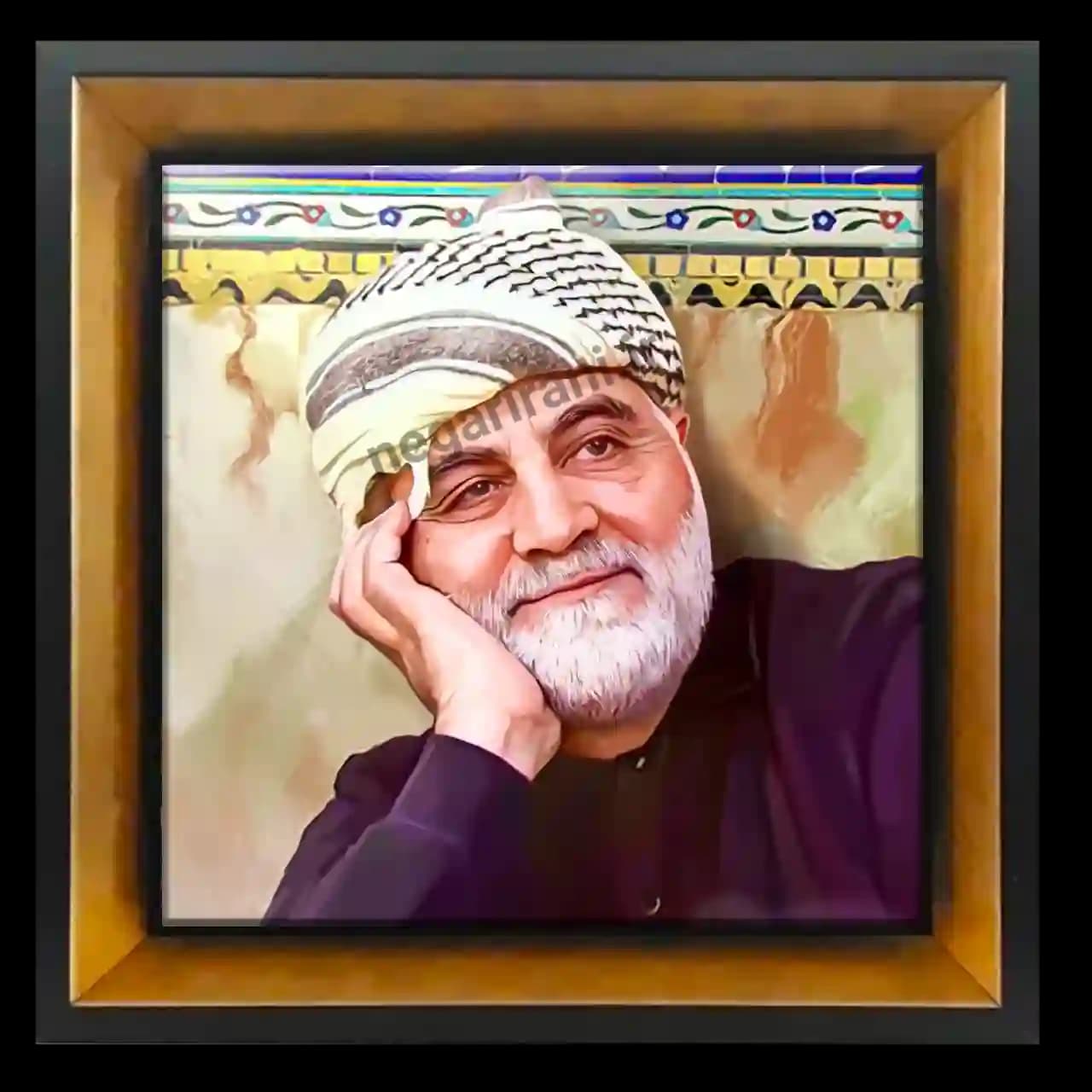 تابلو کاشی حاج قاسم سلیمانی مدل 2ZG5
