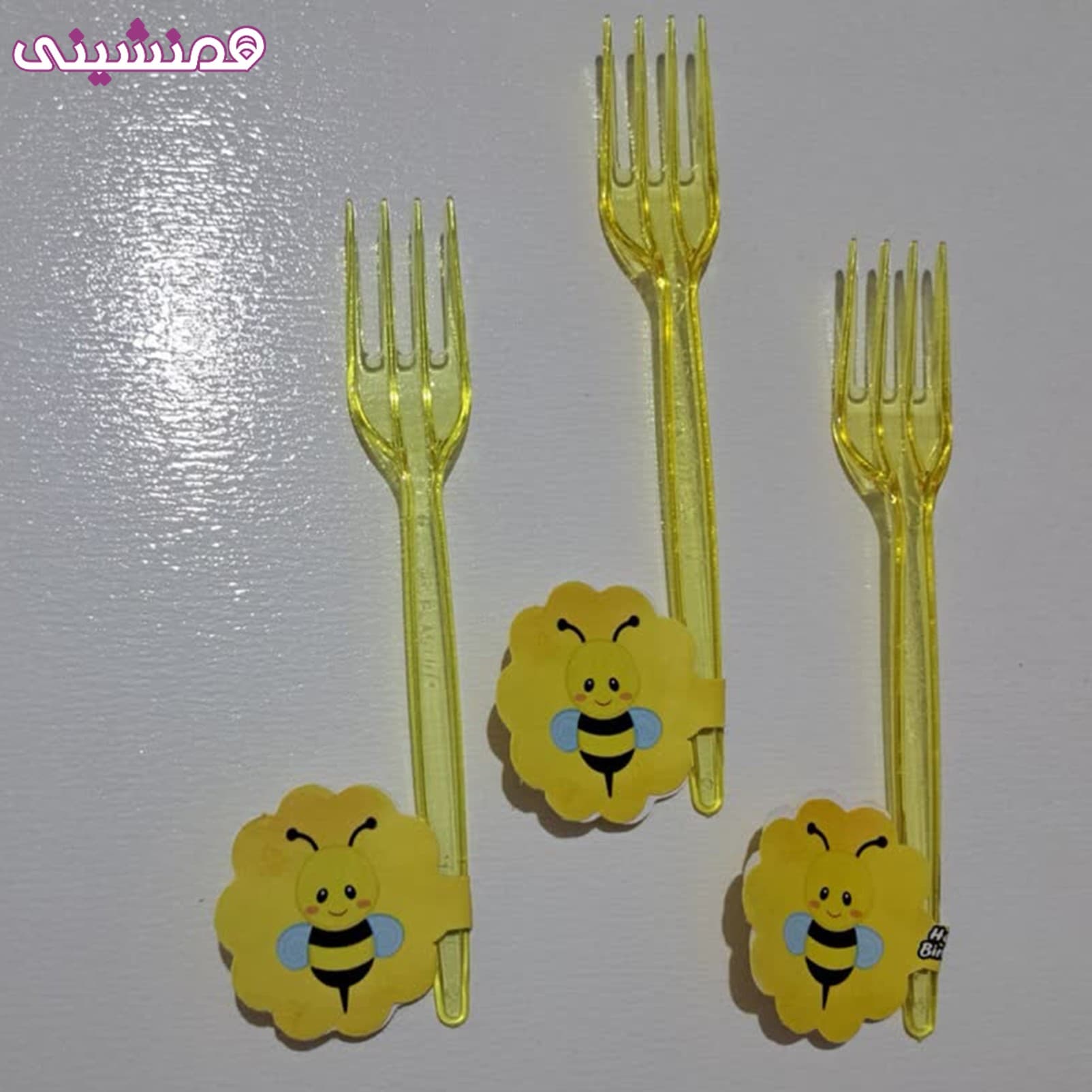 بسته 10 عددی چنگال ویژه تم جشن و تولد تم زنبور جدید