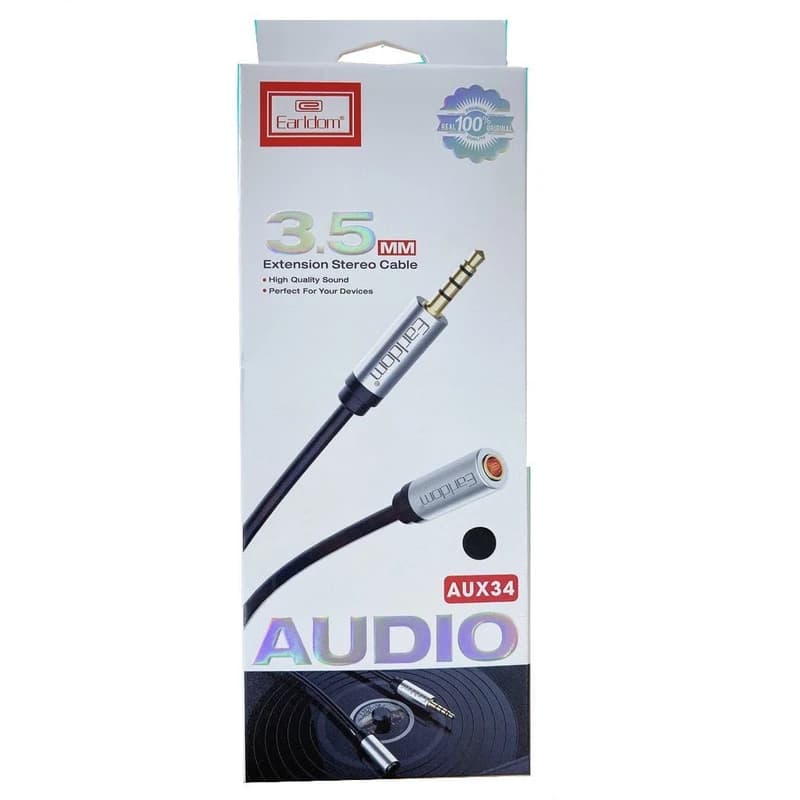 کابل AUX ارلدام مدل ET-AUX34 طول 1 متر رنگ مشکی کد B17568 — تصویر ۲