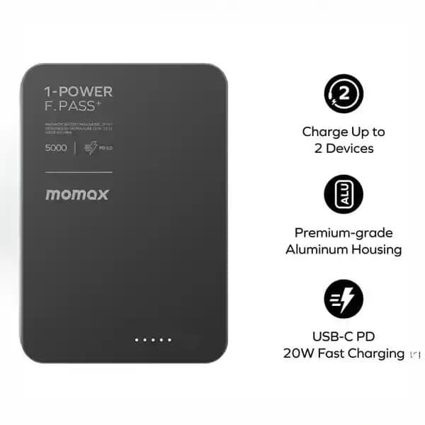 پاور بانک مگنتی 5000 مومکس 1-Power IP157 — تصویر ۳