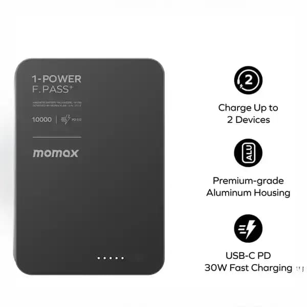 پاور بانک مگنتی10000 مومکس 1-Power IP158 — تصویر ۲