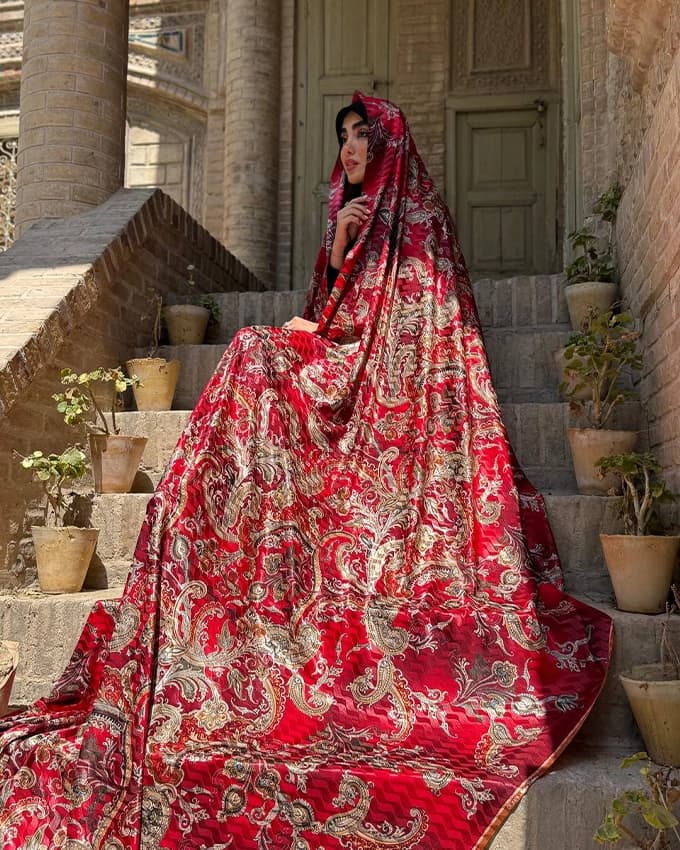 چادر رنگی قواره ژاکارد ابریشم اندونزی 1