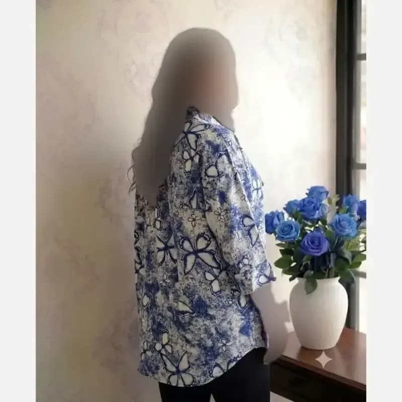 شومیز پاکتی قواره بزرگ نخی تک جیب عمده — تصویر ۳