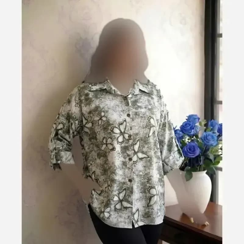 شومیز پاکتی قواره بزرگ نخی تک جیب عمده — تصویر ۲