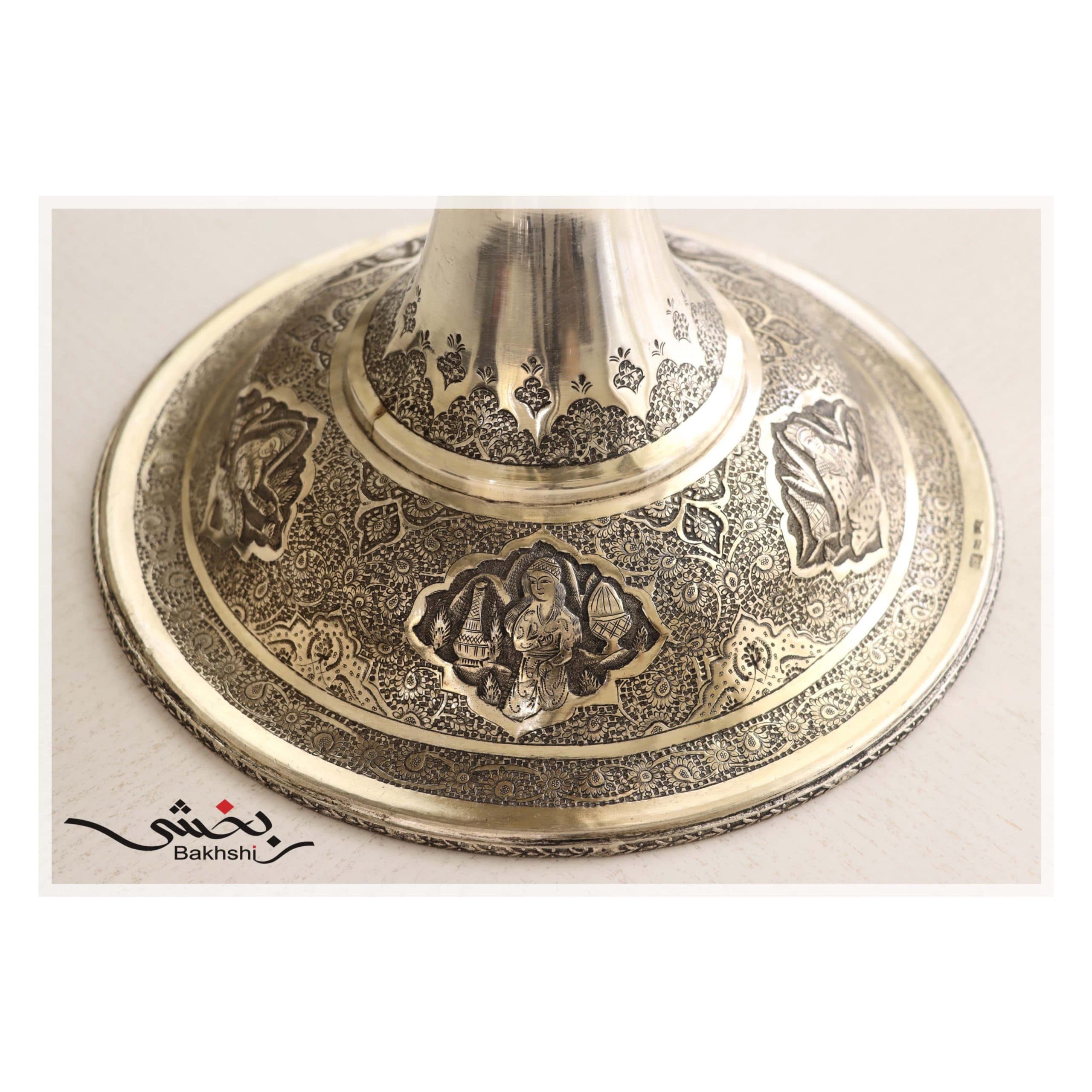 میوه خوری پایه دار قلم صورت _ عیار 84% _ 3637.1 گرم — تصویر ۴