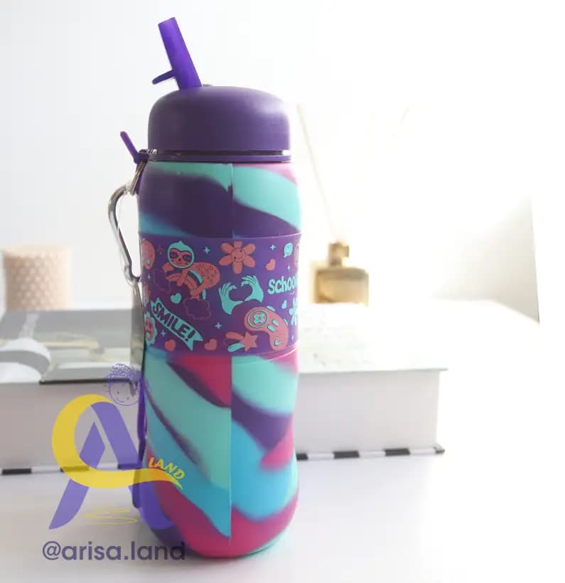قمقمه سیلیکونی طرح اسکیت 600ml اسکول فنس