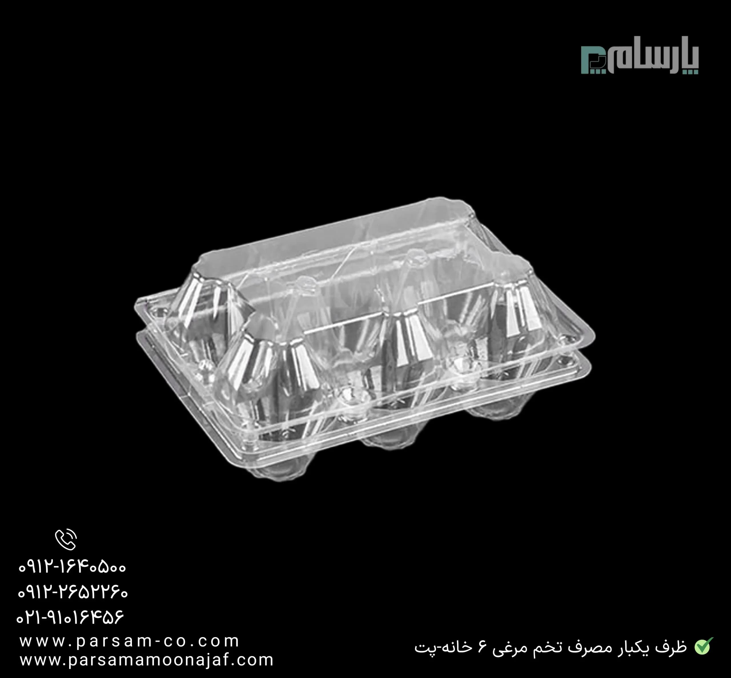 ظرف یکبار مصرف تخم مرغی 6 خانه-پت — تصویر ۳
