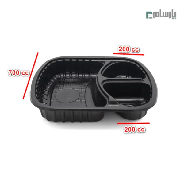 ظرف یکبار مصرف فانتزی سه خانه کد 603 آیاتای – مشکی — تصویر ۲
