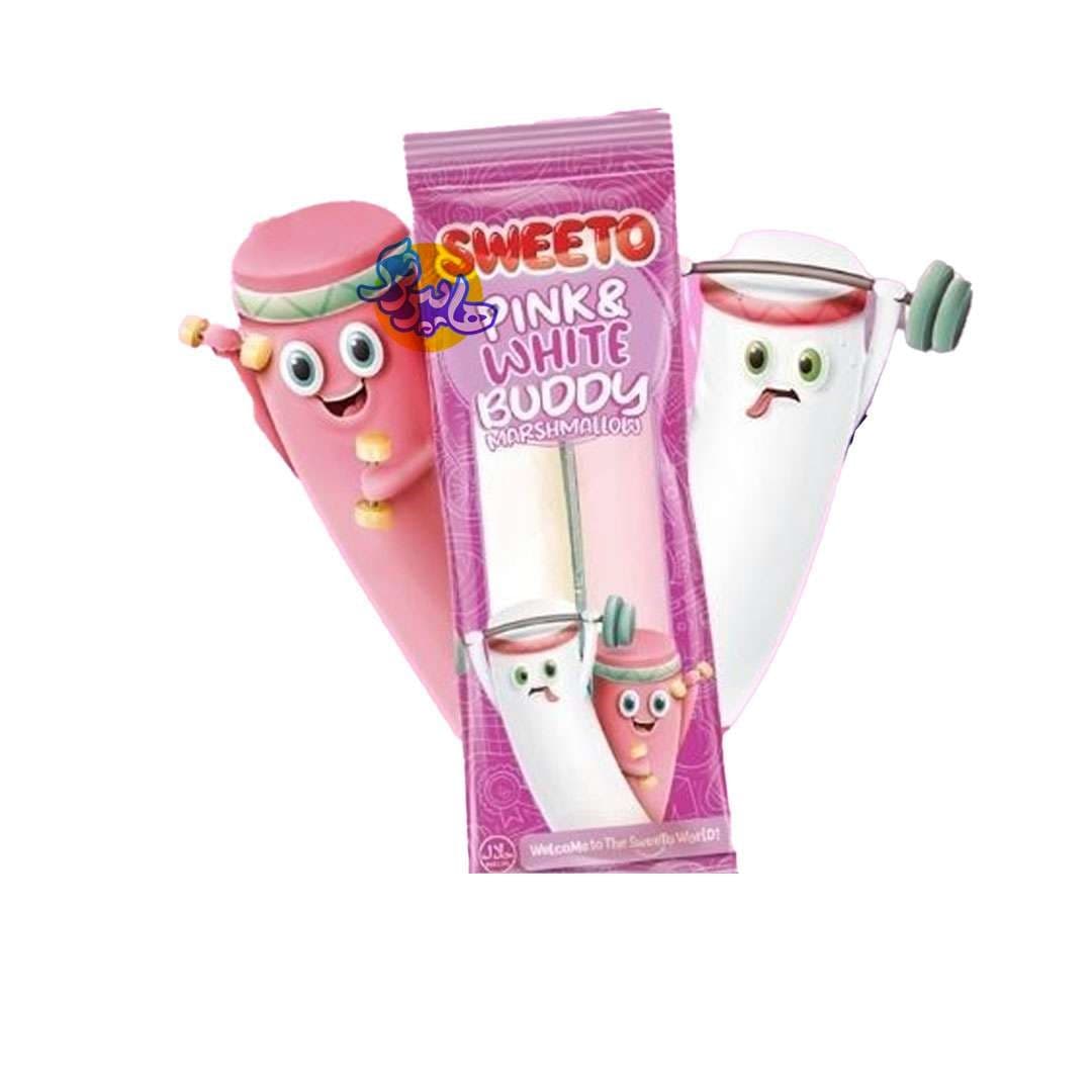 مارشمالو رولی سویتو Sweeto Pink & White Buddy Marshmallow با طعم میوه ای 23 گرم