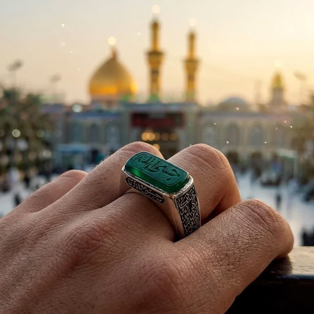 انگشتر نقره عقیق سبز حکاکی حسبی الله با رکاب کپسولی کد5185
