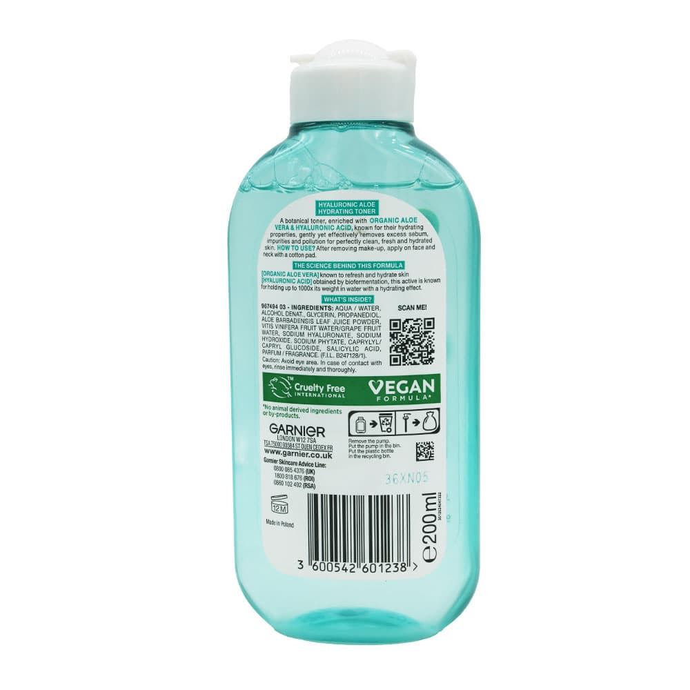 تونر گارنیر 200 میل هیالورونیک آلوورا آبی GARNIER — تصویر ۲