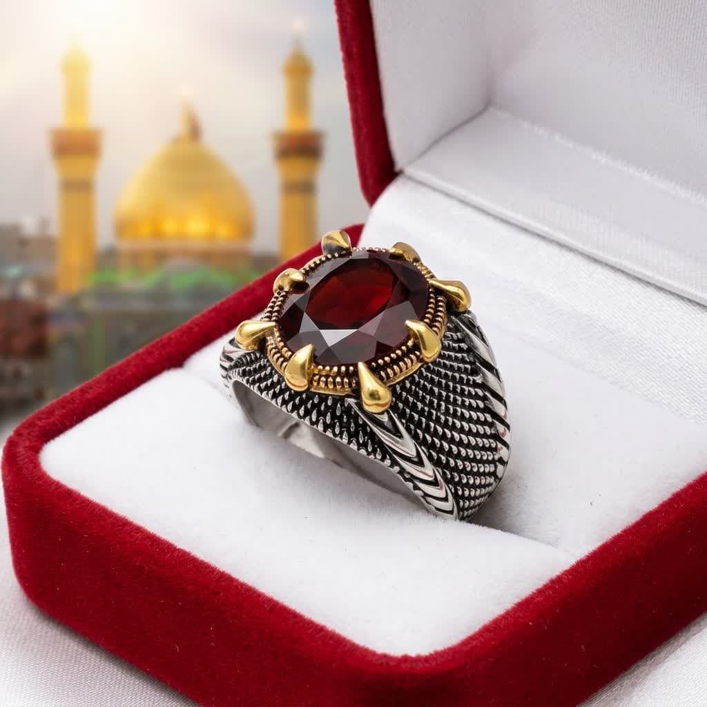انگشتر نقره باسنگ گارنت | خرید انگشتر گارنت خاص و چشمگیر کد 5319