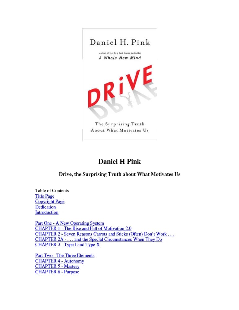 کتاب Drive: The Surprising Truth About What Motivates Us (انگیزه: حقیقت شگفت‌انگیز درباره عوامل انگیزش انسان) نسخه انگلیسی PDF | دنیل اچ. پینک