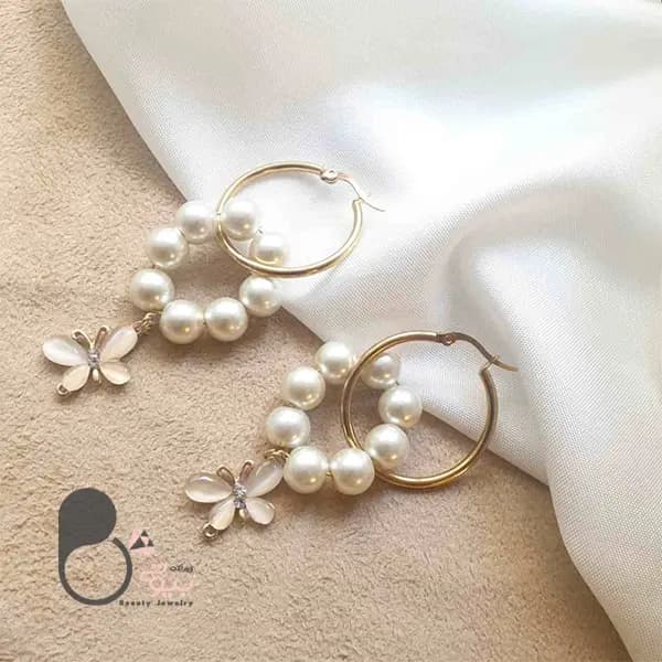 گوشواره مروارید آویز پروانه