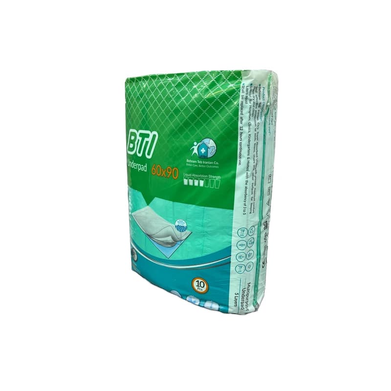 پد زیرانداز بیمار بی تی آی مدل 6090 – 16 بسته (10 عددی) — تصویر ۲