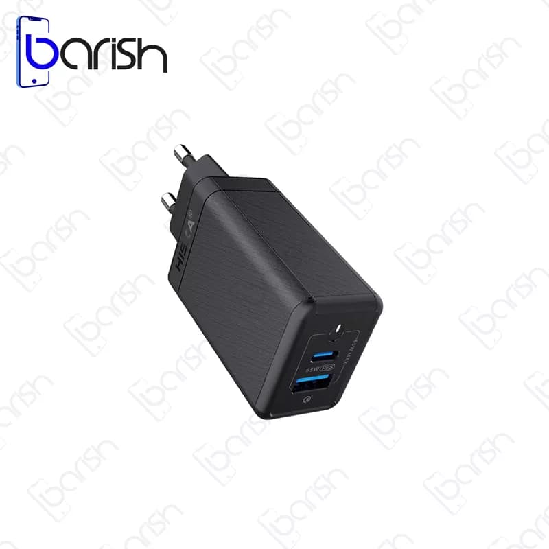 شارژر دیواری 65 واتی هیسکا مدل H-126GaN همراه با کابل Type-C — تصویر ۲