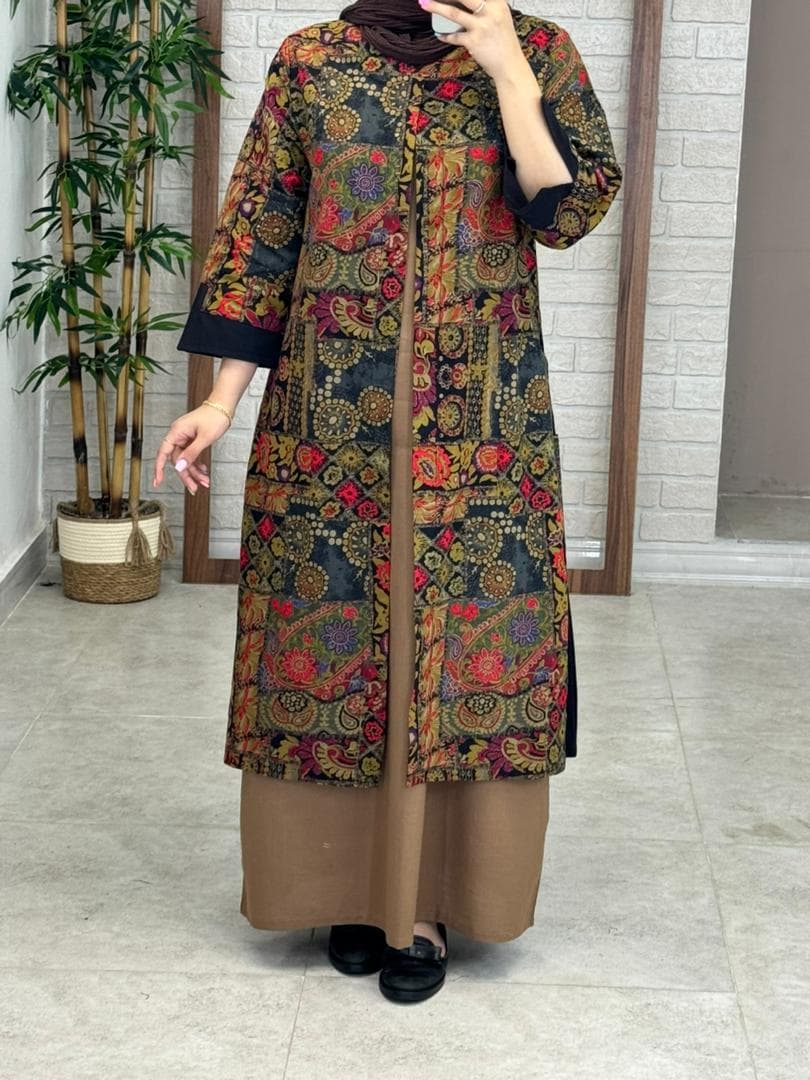 مانتو جیب در پیله چهل تیکه زیتونی — تصویر ۲