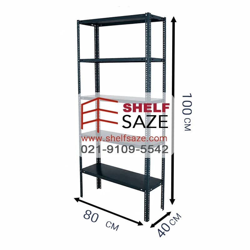قفسه پیچ و مهرهای 5 طبقه سایز 80*40 ارتفاع 100 سانتیمتر