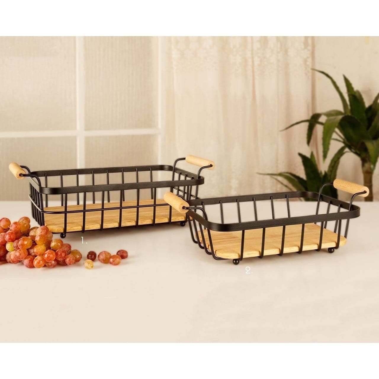 سبد میوه مستطیل فلزی بی.وی.کی مدل کاریزما مشکی VK401325 — تصویر ۲