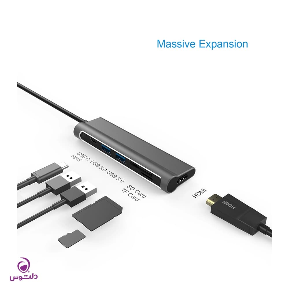 هاب 6 پورت USB-C جی سی پال مدل JCP6217 — تصویر ۷