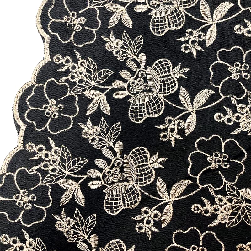 پارچه لینن طرح گل مشکی