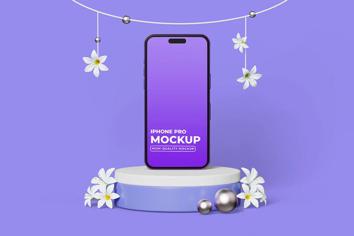 موکاپ موبایل با تم گل و بهار — تصویر ۴