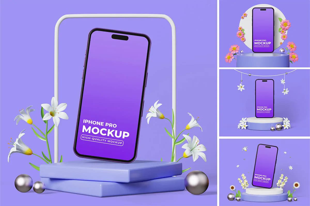 موکاپ موبایل با تم گل و بهار