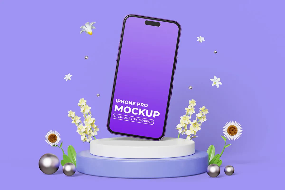 موکاپ موبایل با تم گل و بهار — تصویر ۵