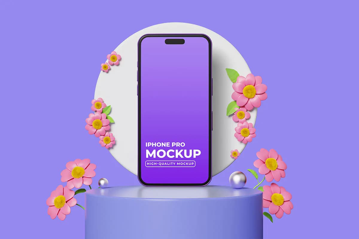 موکاپ موبایل با تم گل و بهار — تصویر ۳